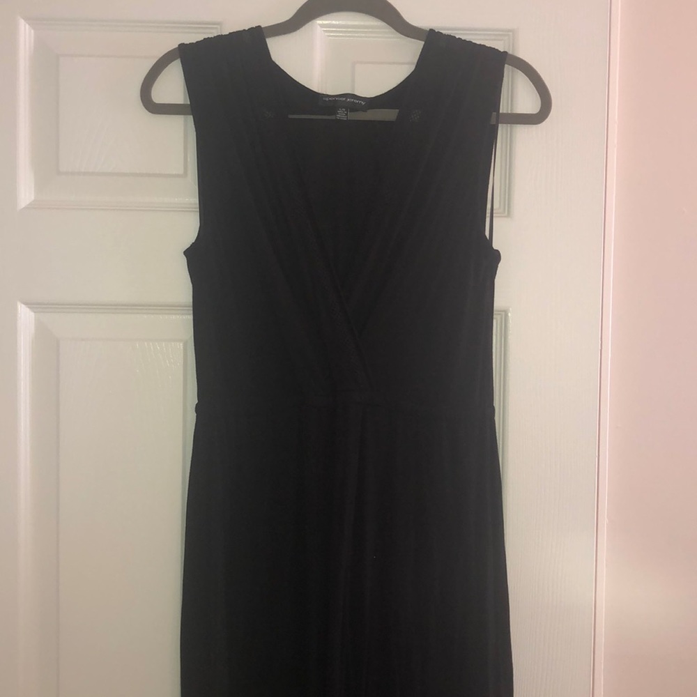 Black maxi dress with mesh detailing